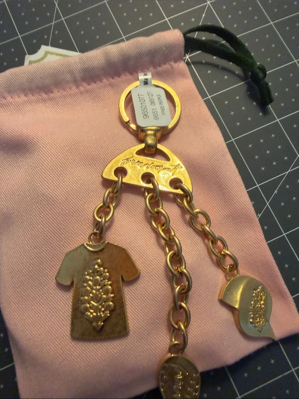 Free People Gold-Tone Floral Charm Keychain